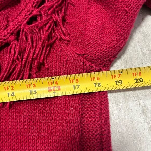 Pure Handknit Women’s Red Fringe Cowl Neck Cotton Sweater Size S/M - Picture 10 of 13